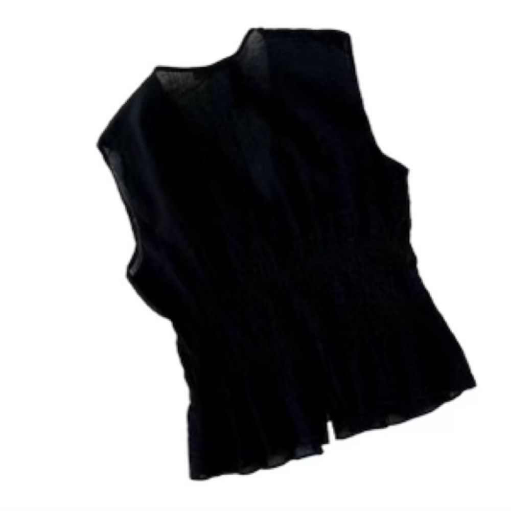 Frame Ruched V-Neck Sleeveless Black Blouse Women’s Size Large - Picture 2 of 7